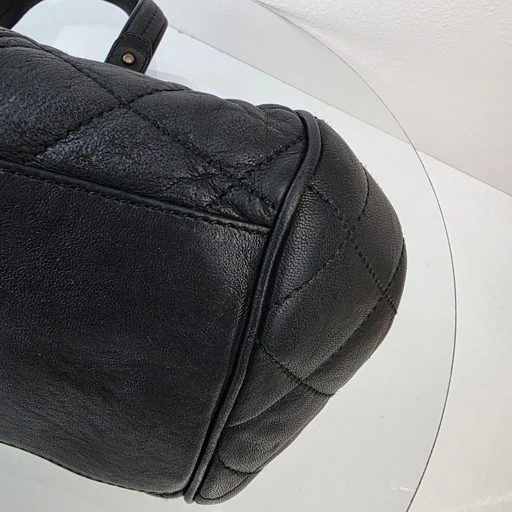 Bally Quilted Rosalyn Tassell Satchel Baguette Handbag Black Leather - Picture 7 of 16